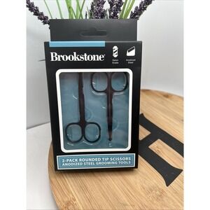 Brookstone 3" Rounded Tip Scissors Premium 2 Black Coated Anodized Steel